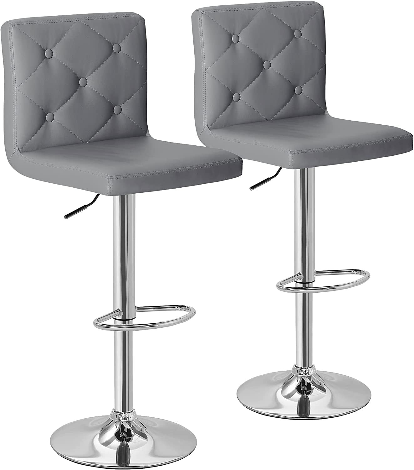 Adjustable Stools with Back Height Stools for Kitchen Counter Gray