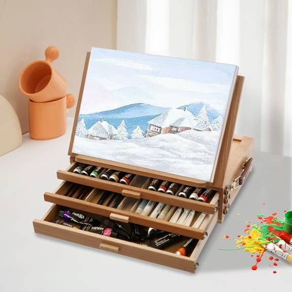 Adjustable Storage Box Easel, Painting Board Stand with Drawers, Multi-Function Foldable and Portable Storage Box Easel