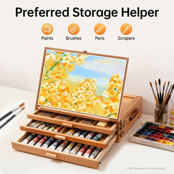 Adjustable Storage Box Easel, Painting Board Stand with Drawers, Multi-Function Storage Box Easel