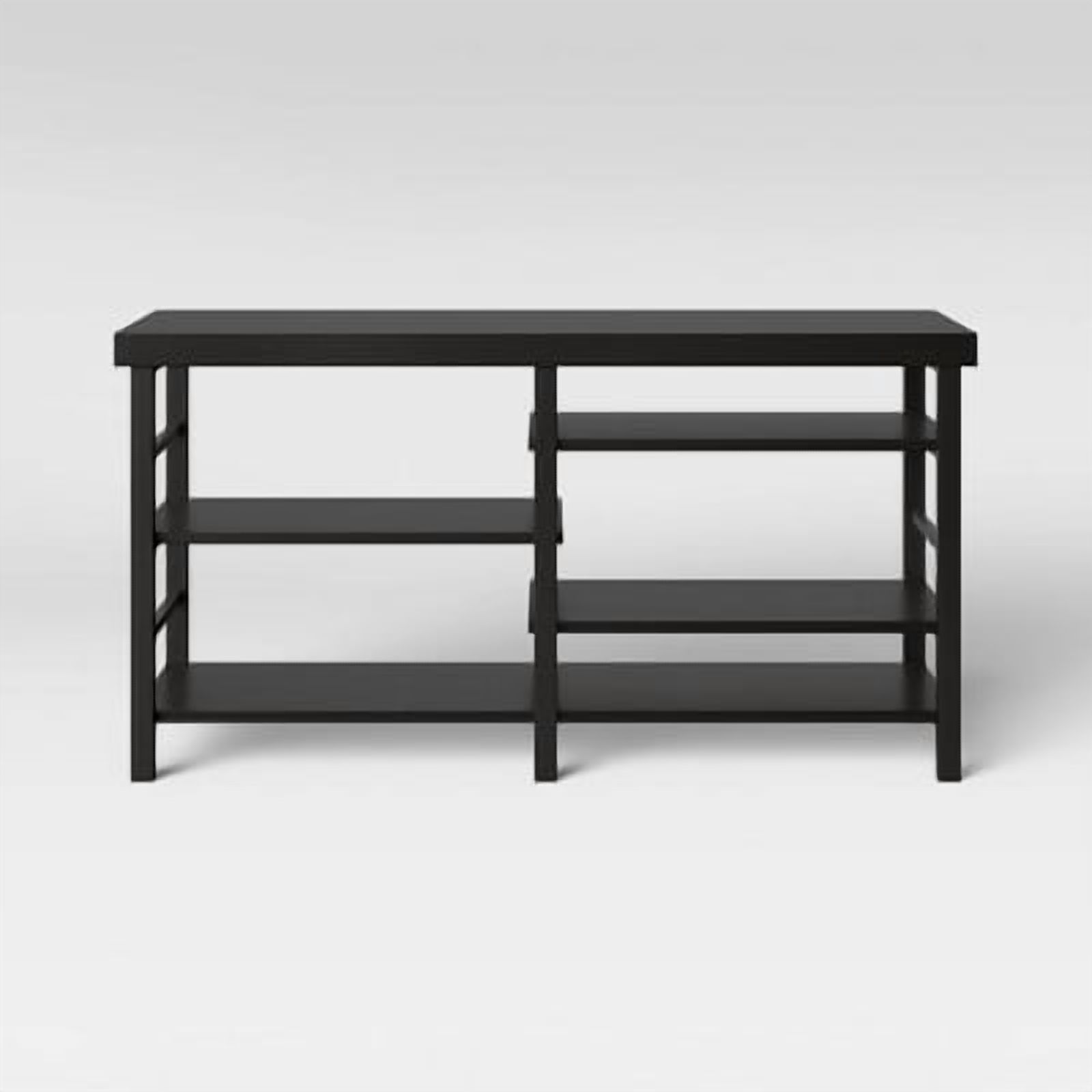 Adjustable Storage Dorm TV Stand for TVs up to 50" Black Wood Grain ...