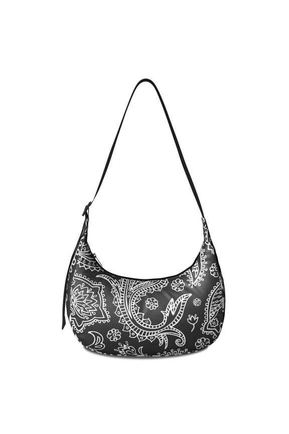 Adjustable Strap Crossbody Bag Lightweight Nylon Vintage Paisley Boho Floral Pattern Small Purse for Women Office Travel Daily Use