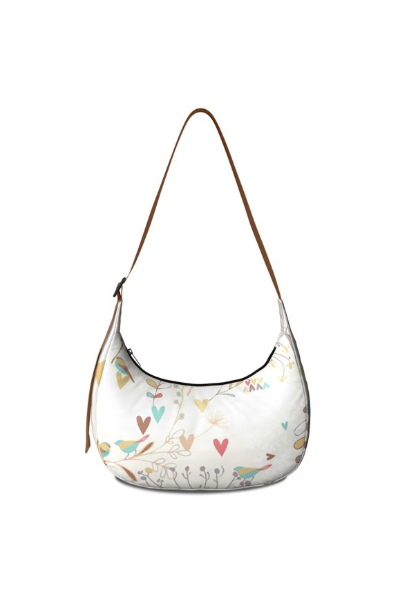 Adjustable Strap Crossbody Bag with Botanical Garden Print Vintage Boho Style Lightweight Nylon Suitable for Daily Use and Travel