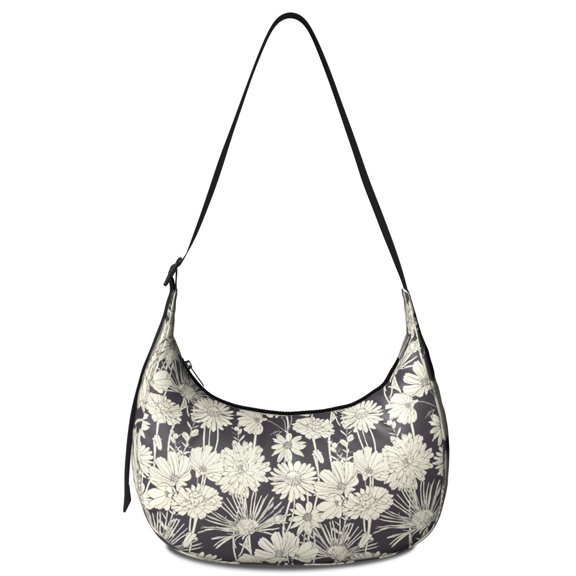 Adjustable Strap Crossbody Bag with Romantic Rose and Peony Pattern Vintage Boho Style Lightweight Nylon Suitable for Daily Use and Travel