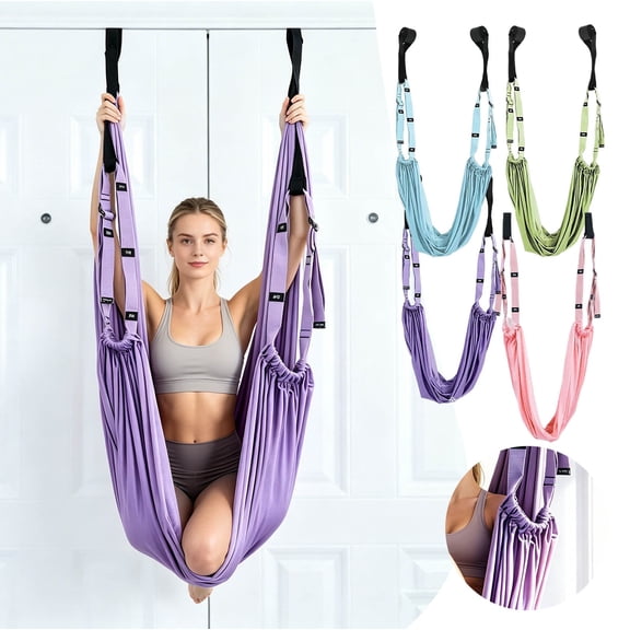 Adjustable Strap Door Hanging Yoga Stretch Sling Soft Fabric Aerial Swing For Home Back Relief Flexibility Training Indoor Fitness Gifts