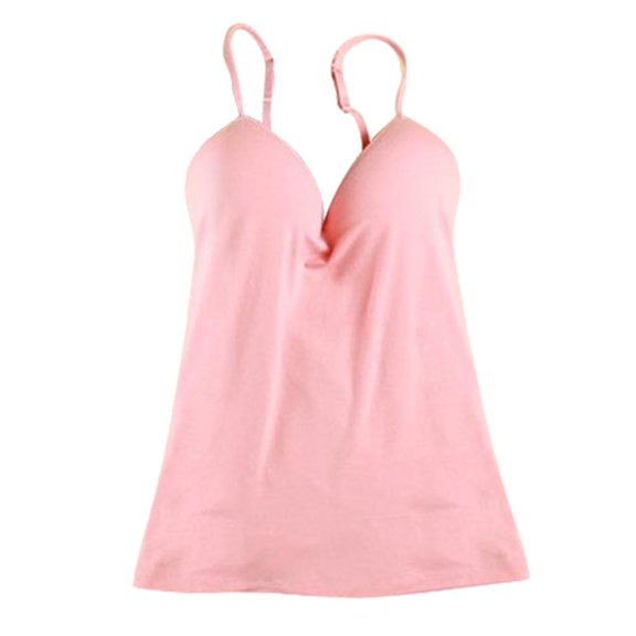 Adjustable Strap Padded Tank Tops Camisole for , L Pink