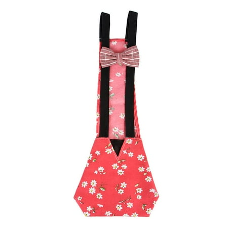 Adjustable Strap Sanitary Physiological Diapers, Pants, Pet for Hen Duck with Design , Red, L