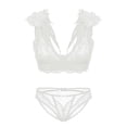thumbnail image 1 of Adjustable Strap Sexy Cute Triangle Bralette with Wings and Lace Bikini Panties for Women, 1 of 5