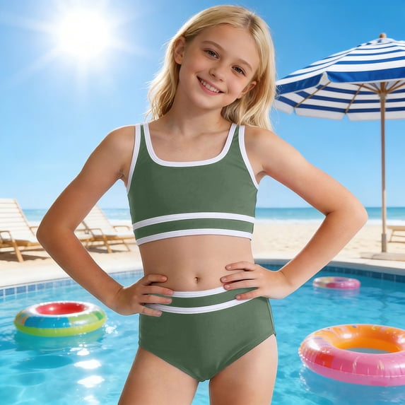 Adjustable Strap Two Piece Girls Swimwear Comfortable Cute Bikini For Beach Pool Swimming Sun