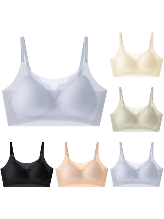 Adjustable Strap Wireless Push up Bras for Women Women's Bras No Underwire Breathable Seamless Bras for Women Cooling Seamless Lace-Trim Everyday Bra Solid Color Breathable No-Wire Adjustable Straps