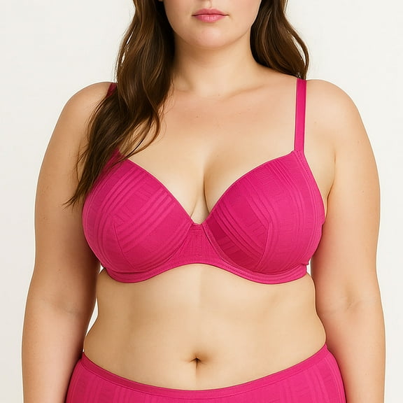 Adjustable Straps, Underwire, 3 Hook Closure Geo Lace Bra 36DD