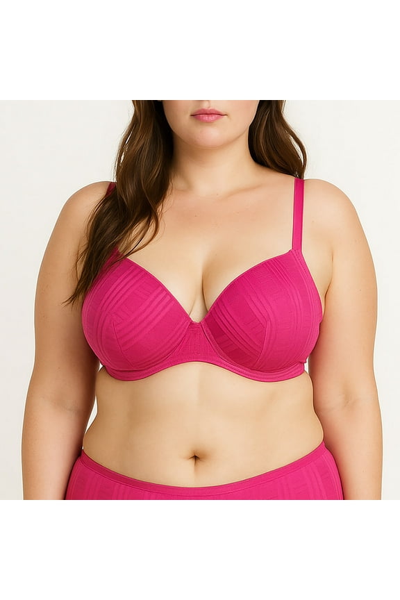 Adjustable Straps, Underwire, 3 Hook Closure Geo Lace Bra 42D