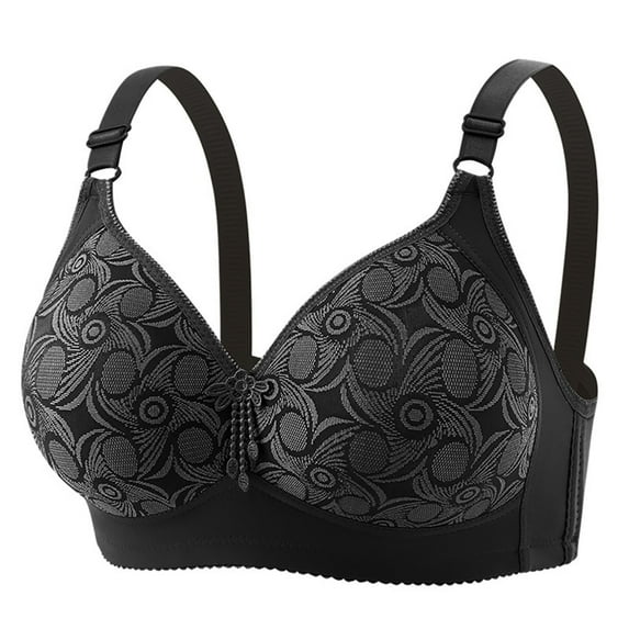 Adjustable Straps Wireless Bra Womens Push up Wireless Bra Full Cover Padded Bralette Plus Size Adjustable Strap Comfortable Support T-Shirt Bras Black XL