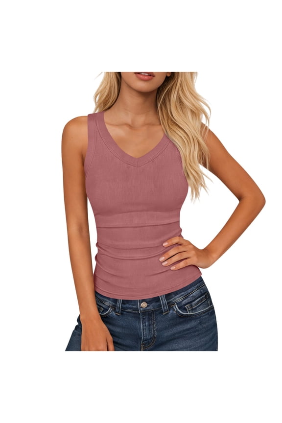 Adjustable Straps Women's Sleeveless Square Neck Crop Solid Tank Top Form Fitting Ribbed Cami with Built-in Padded Bra for Dating Party and Vacation