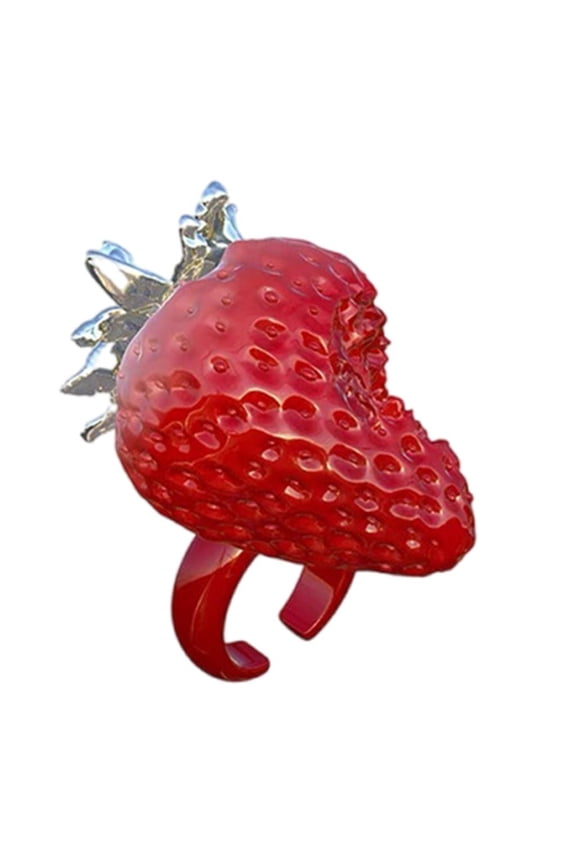 Adjustable Strawberry Resin Rings Sweet Jewelry Trendy Gifts for Women Parties