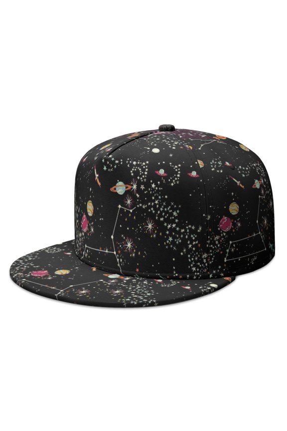 Adjustable Streetwear Cap - Space Galaxy Astronaut Planet Starry Night Cosmos Hip Hop Snapback Hat