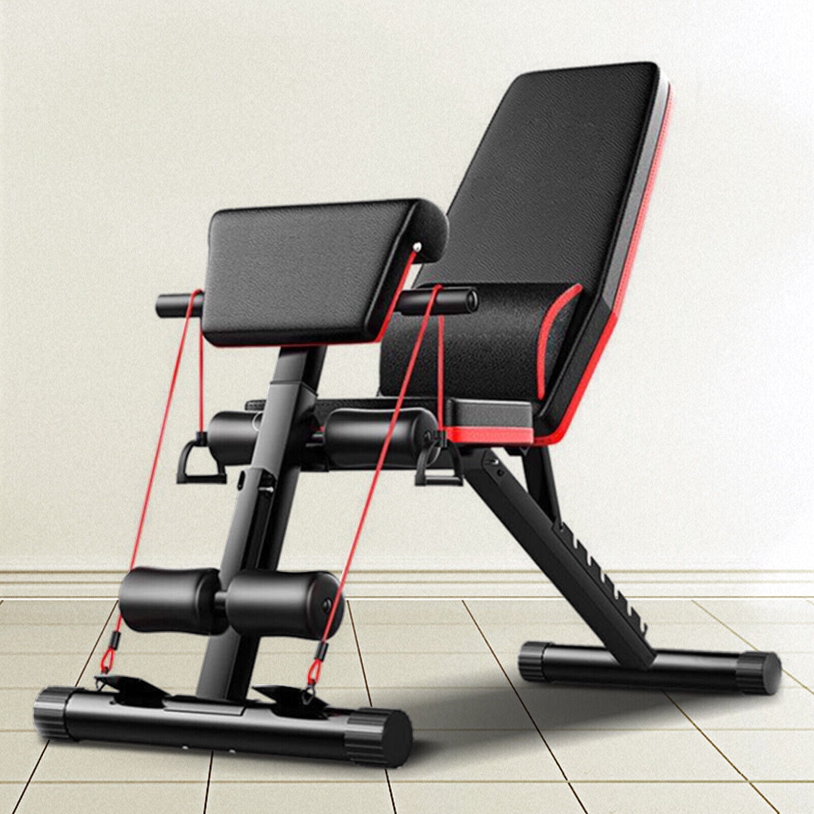 Adjustable Strength Training Bench, Sit Up Dumbbell Bench for Full Body Workout Black