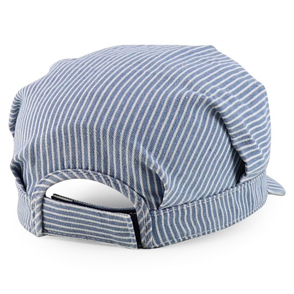 Adjustable Stripy Cotton Command Hat for Adults Lightweight Hook Loop Closure