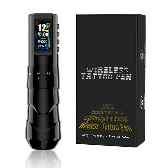 Adjustable Stroke Wireless Tättoo Pen, 2.0-4.2mm Rotary Machine with 1.47" Color Display, 1600mAh Battery & Advanced Safety Features