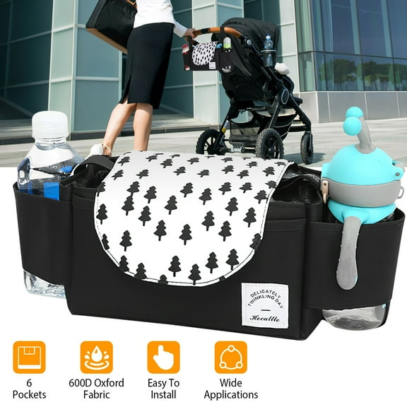 Adjustable Stroller Organizer/Caddy, iNova 6 Pockets Baby Trolley Bag with Cup Holder and Diaper Bag,Baby Stroller Hanging Bag for Paper Tissue Diaper Snacks Baby Cream