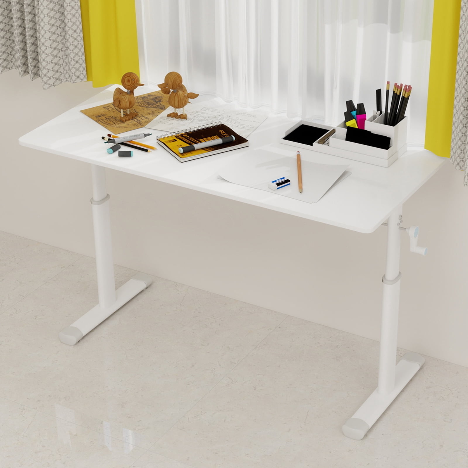 Adjustable Study Desk for Children And Adults, Height-Adjustable, Multifunctional Home Office Desk, Compact Design, 60x120cm