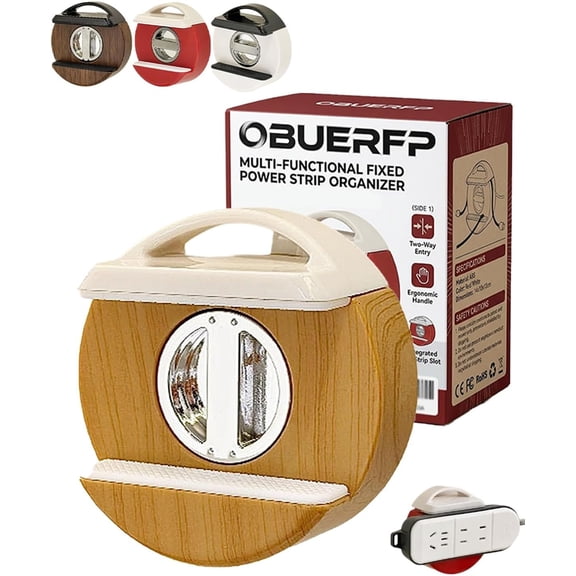 Adjustable Suction Cup Power Strip Holder Reusable Under Desk or Wall Cord Management Organizer Space-Saving and Convenient Free Socket Cable Holders for Home Office Kitchen Rotating(Natural Wood)