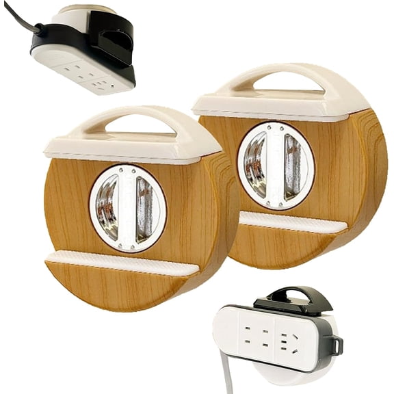 Adjustable Suction Cup Power Strip Holder, Wall Mount Punch-Free Outlet Extender Organizer, Detachable Rotating Extension Cord Mount Under Desk, Cable Management Holder(RL Log Color 2 PCS)