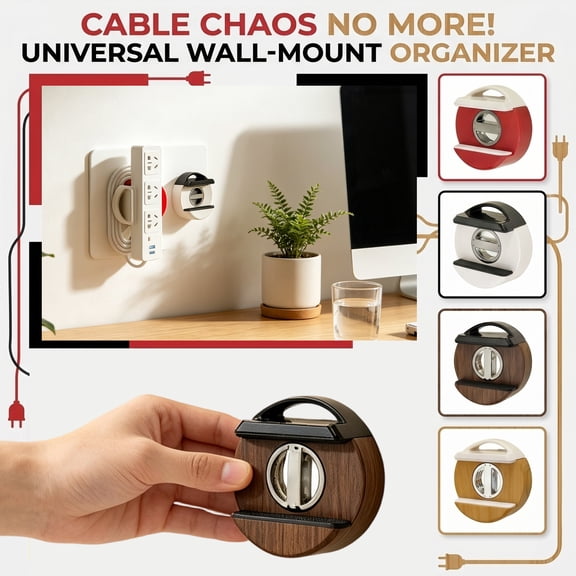 Adjustable Suction Cup Power Strip & Remote Holder, No Trace Wall Mount Cord Organizer for Kitchen, Bathroom & Office Red
