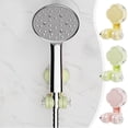 thumbnail image 1 of Adjustable Suction Cup Shower Head Holder - No Drill Bathroom Wall Mount Bracket with 2 Hooks - Green Plastic Shower Organizer for Handheld Showerhead - Easy Install Renter Friendly, 1 of 6