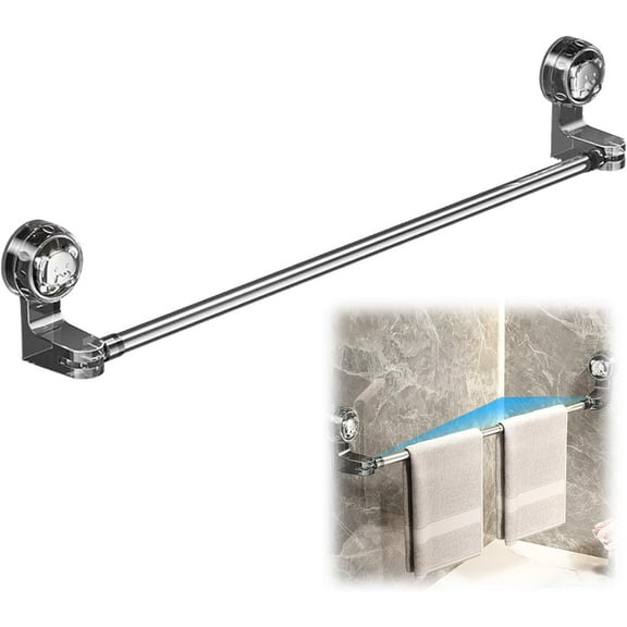 Adjustable Suction Cup Towel Bar - 2025 New for Bathroom Wall Mounted, Holder for Glass Shower Door, Bathroom Accessories, Apparment Essentials (Black, 12-24 in)