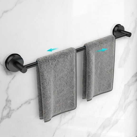 Adjustable Suction Cup Towel Bar for Bathroom Wall,14.6Inch~24 Inch Towel Racks for Bathroom,Stainless Steel Bath Towel Holder for Shower(Matte Black)