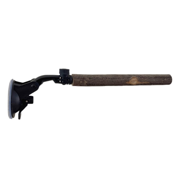 Adjustable Suction Cup Window Mount Natural Wood Bird Perch Stand Multi-Angle Rotatable Wooden Resting Play Stick For Small Medium Parrots Suitable For Window Shower Balcony Wall(Coffee-S-15cm)