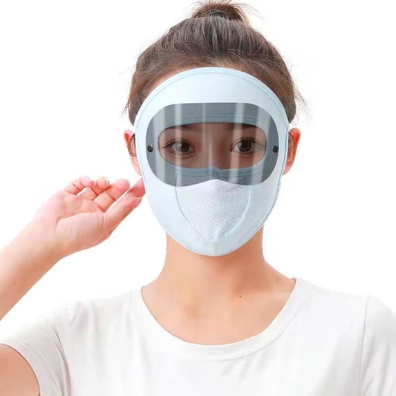 Adjustable Sun Protection Face Mask With Detachable Sunglasses Ice Silk Material For Outdoor Activities