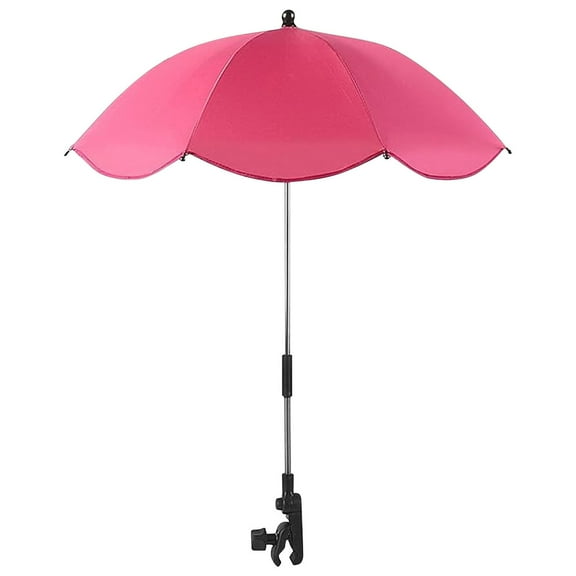 Adjustable Sun Shade Umbrella with Clamp for Strollers, Beach Chairs, and Wheelchairs - Foldable Travel Umbrella for Toddlers