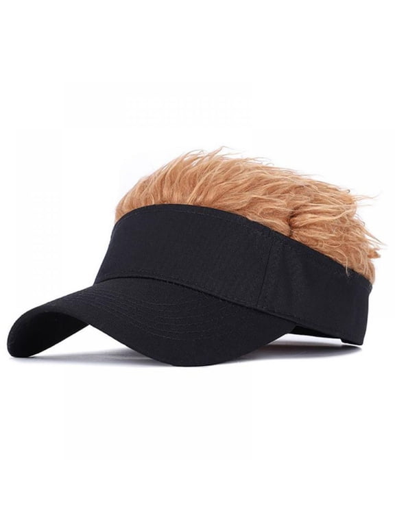 Adjustable Sun Visor Hat with Wig Spiked Hairs Fashion Baseball Golf Cap for Men & Women