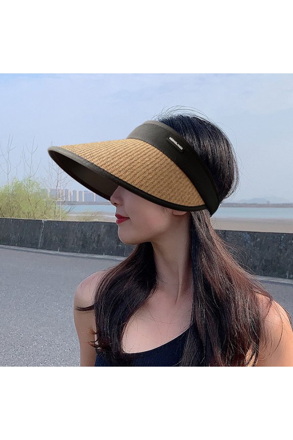 Adjustable Sun Visor Hats Women Large Brim Summer UV Protection Beach Cap