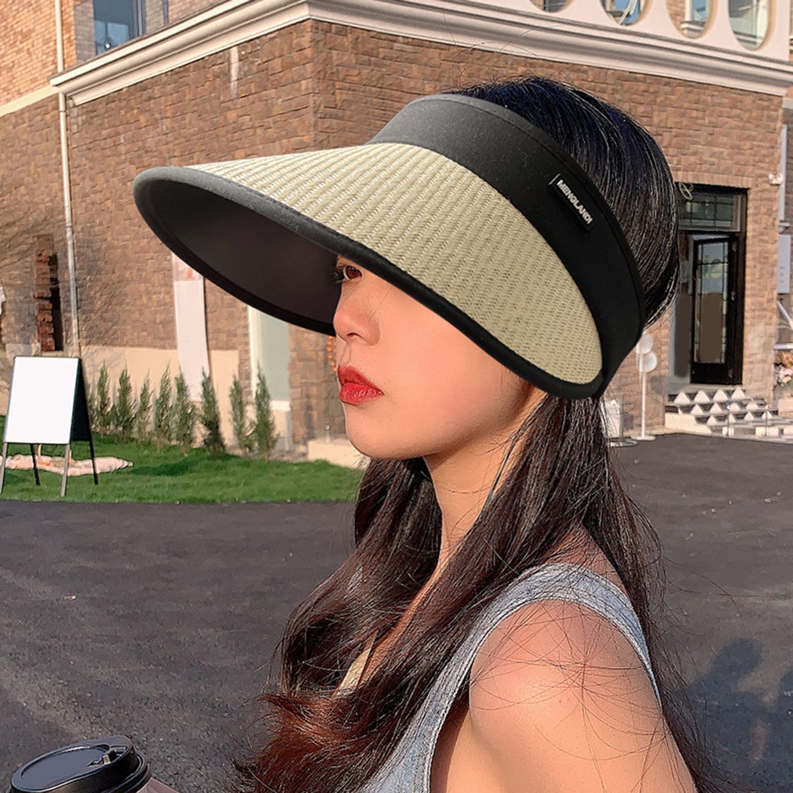UV Non Marking Integrated Sunscreen Hat, Sun Visor Hats Women Large Brim  Summer UV Protection Beach Cap