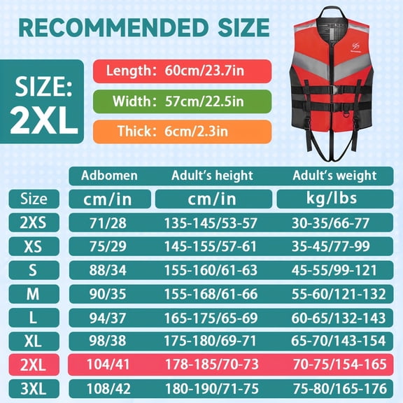 Adjustable Swim Vest for Adults - 50N Buoyancy Aid with Snap Closure, High Visibility Flotation Jacket for Swimming, Fishing, Rafting & Water Sports (88-242LB)