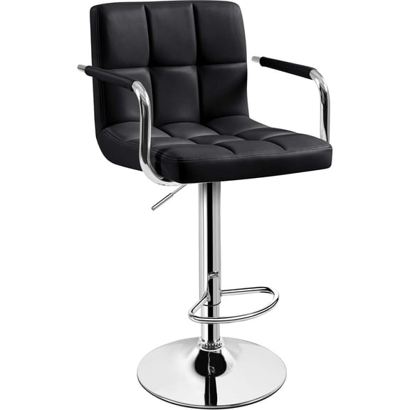 Adjustable Swivel Bar Stool with Armrest and Back, Counter Height, Black