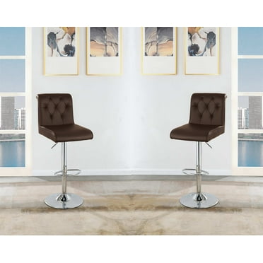 Adjustable Swivel Bar Stools, Modern Counter Height Barstools with Low Back and Footrest, Comfy Upholstered Kitchen Island Bar Chairs with Metal Footrest, for Home Bar, Dining Room, Cafe, Expresso