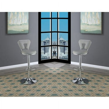 Adjustable Swivel Bar Stools, Modern Counter Height Barstools with Low Back and Footrest, Comfy Upholstered Kitchen Island Bar Chairs with Metal Footrest, for Home Bar, Dining Room, Coffee Shop,Gray