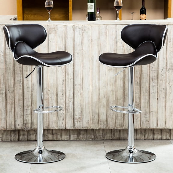 Adjustable Swivel Bar Stools | Use in Various Scenes | Sturdy Chrome Base and Faux Leather | Overcome Seating Limitations