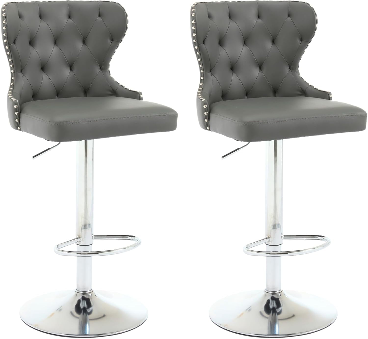 Adjustable Swivel Bar Stools Velvet Upholstered Counter Height Chairs ...