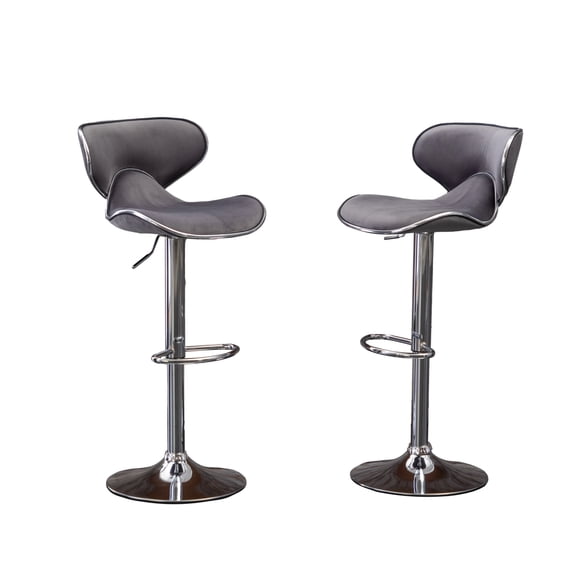 Adjustable Swivel Barstools Set of 2 Velvet Upholstered Gas Lift Bar Stools Gray for Kitchen Counter Island