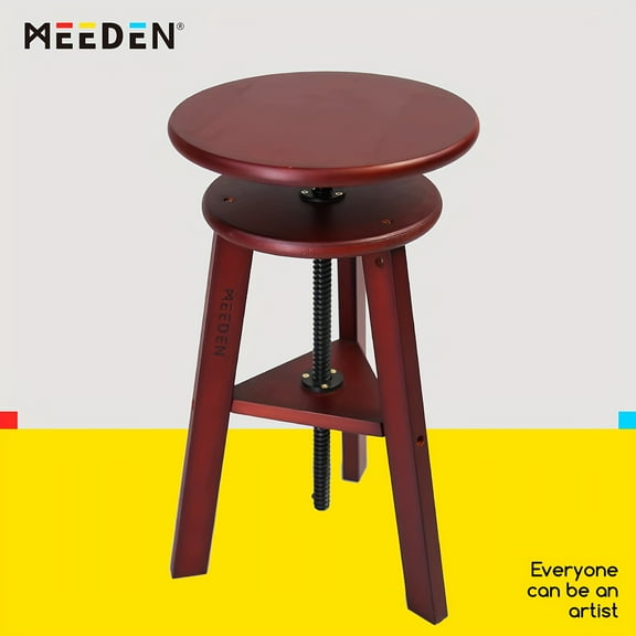 Adjustable Swivel Drafting Stool – 19"-26" Solid Beech Wood Art Stool – Ergonomic Design for Office, Studio & Kitchen – Light/Dark Brown