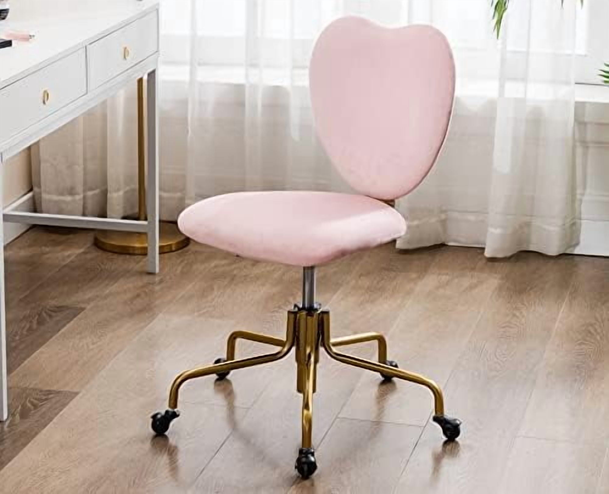 Adjustable Swivel Home Office Desk Chair with Cute Heart Shape Design ...