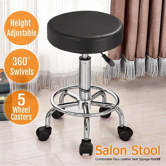 Renwick Adjustable Swivel Salon Stool Chair Barber Tattoo Massage Black