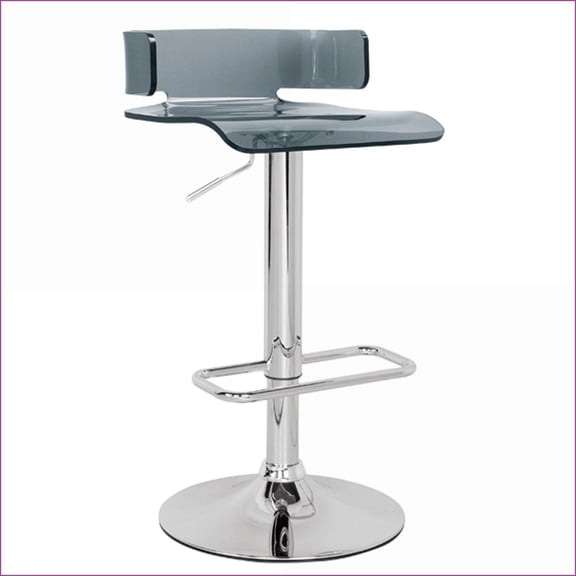 Adjustable Swivel Stool, Modern Gray Chrome Silver, Acrylic Seat for Kitchen Island/Home Bar | Gray | Acrylic