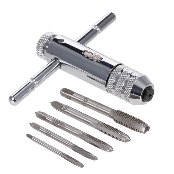 Thread Tap Machine Adjustable T-Handle Ratcheting Tap Wrench Thread Tap Handle Kit with ...