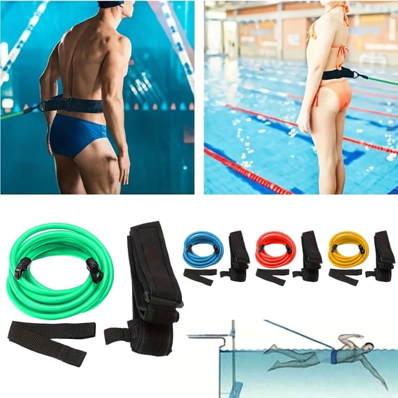 Adjustable TPE Elastic Swim Resistance Training Belt Endurance Strength Workout Gear for Competitive Adult Swimmers 157.48"