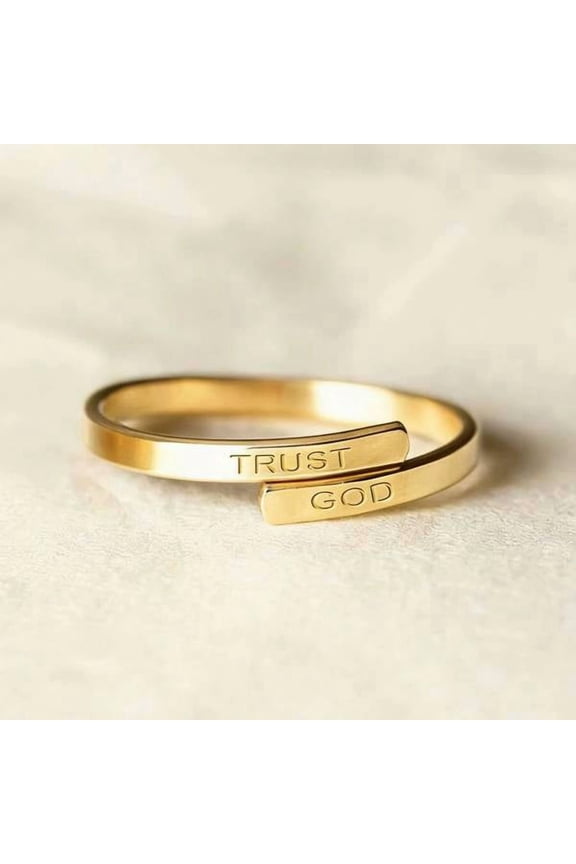 Adjustable "TRUST GOD" Ring, Sentimental Religious Gift for Women & Teens